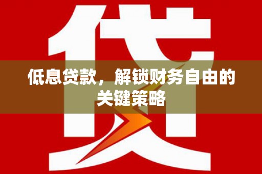 涟源低息贷款，解锁财务自由的关键策略